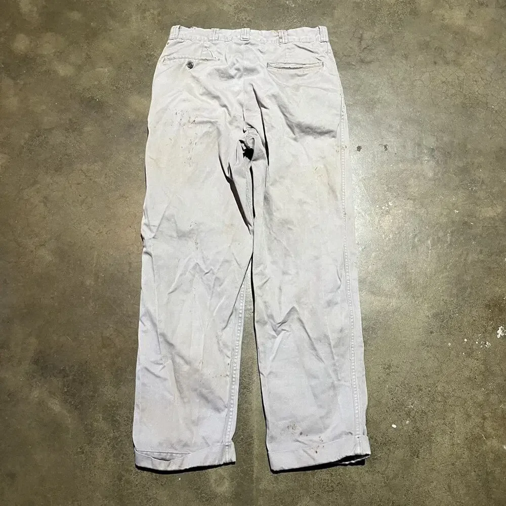 Vintage 50s Big Mac Grey Sanforized Sail Cloth Chinos 30x29